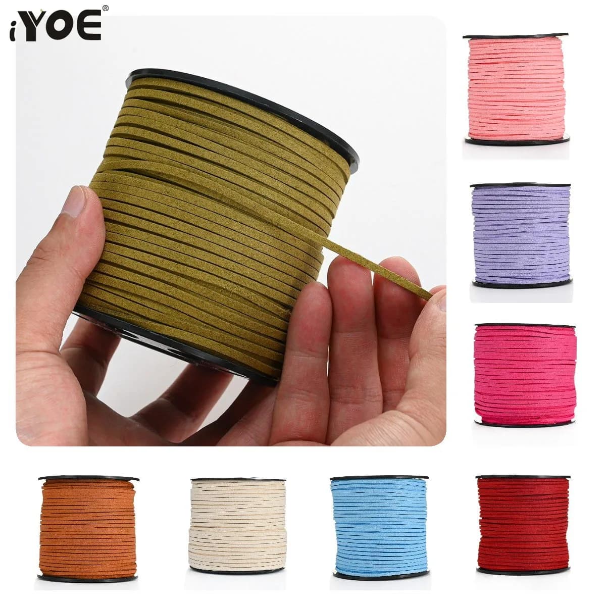 5/20m 2.5mm flat fake suede braided cord velvet rope handmade thread jewelry bracelet keychain necklace