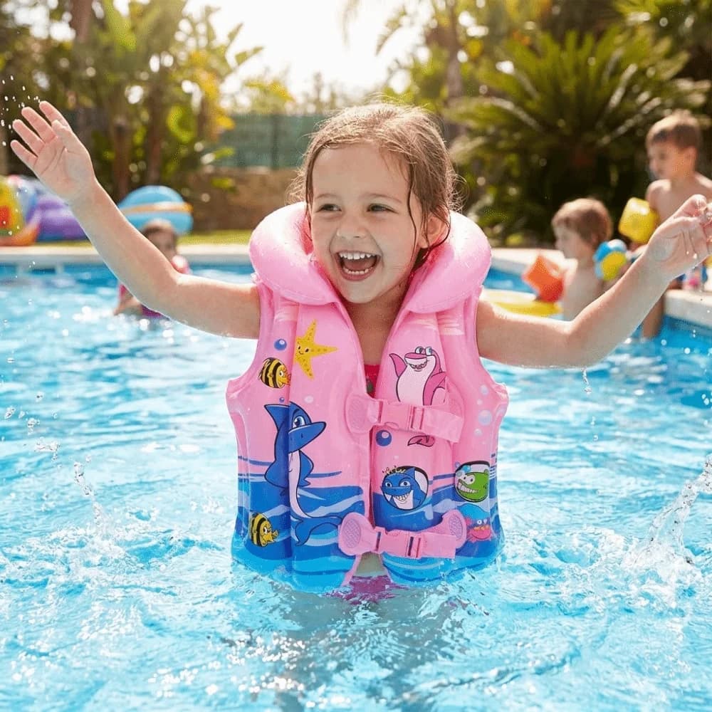 Safety PVC Children Safety Vest Independent Airbags Adjustable Kid Life Jackets Inflatable Reusable Float Vest For Children