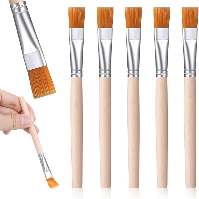 5Pcs Wooden Handle Small Paint Brushes Set Trim Thin Paint Brushes for Walls Painting Tool for Acrylic Watercolor Oil Painting