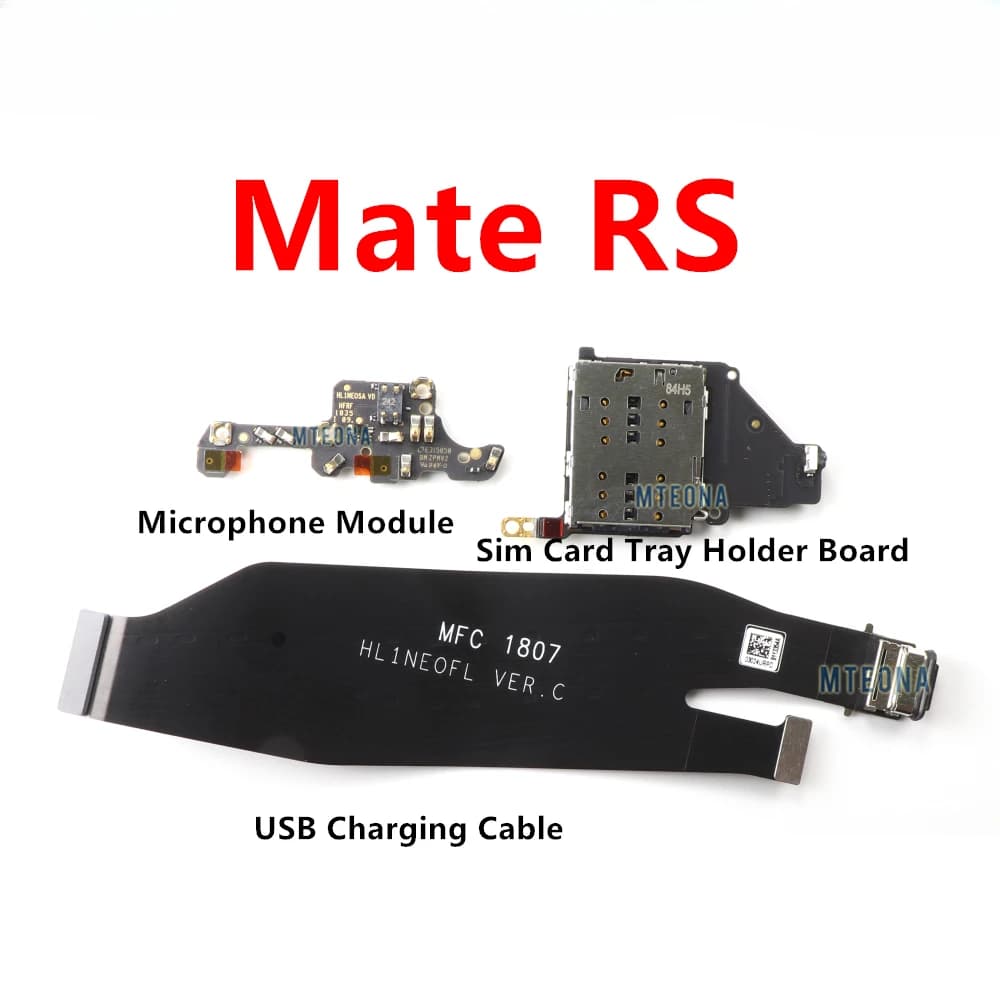 Microfono scheda Sim vassoio scheda supporto Dock di ricarica USB cavo piatto per connettore Huawei Mate RS nastro flessibile