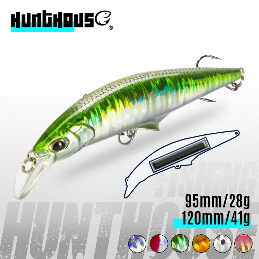 Hunthouse Originale G-control Minnow Wobblers Richiamo di Pesca Affondamento Lento Esca Dura 120mm 41g Acqua Salata Per Trota Pesce Attrezzatura LW403