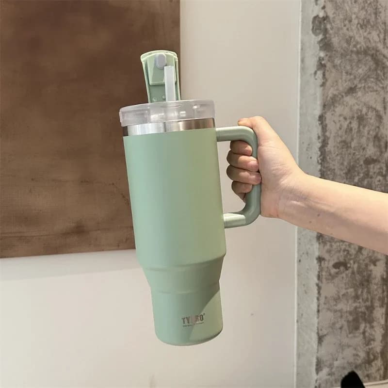 Tyeso 30oz/40oz Stainless Steel Water Bottles with Handle Straw Car Cups Travel Cups Vacuum Ice Thermal Coffee Cups