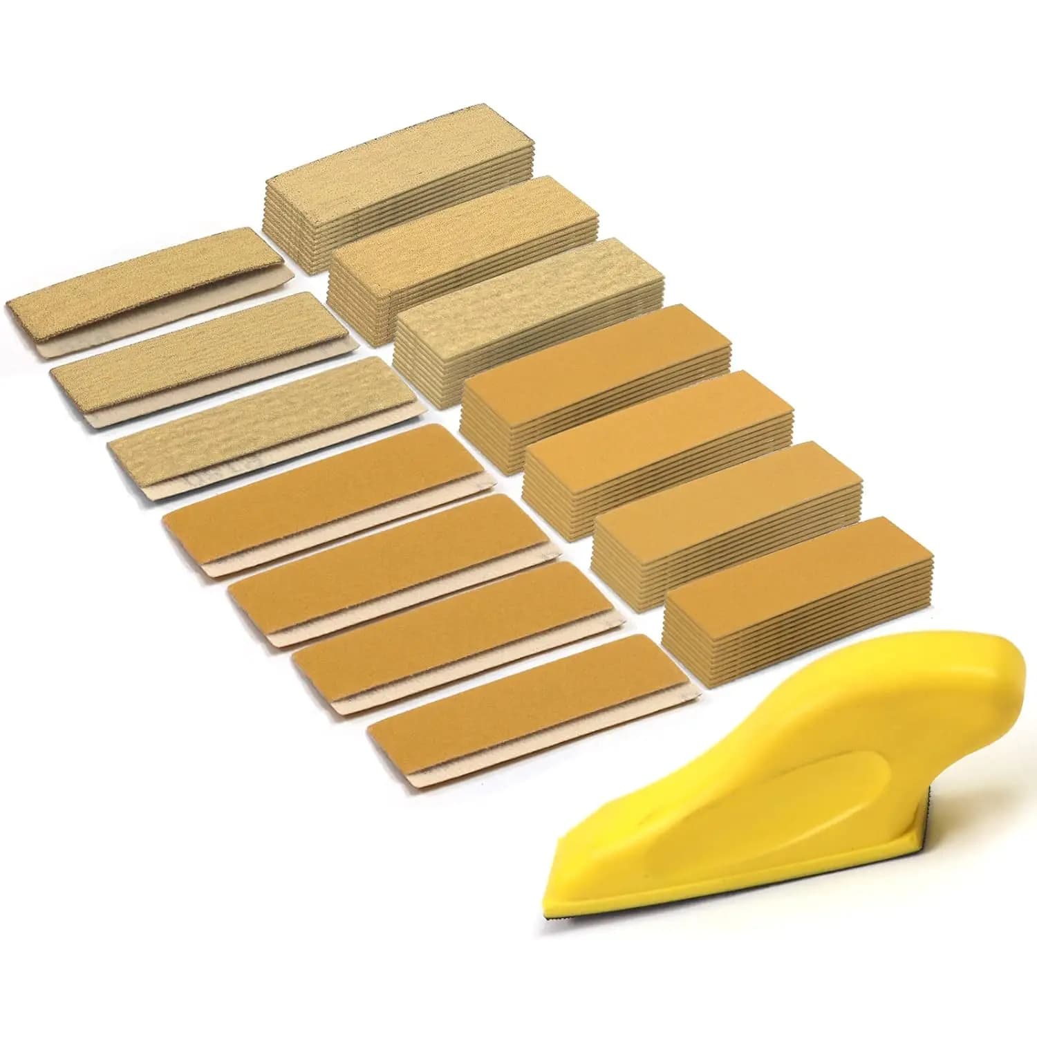 Set di 70 Carte Abrasive Assortite da 80 a 600 Grit con Blocco per Levigatura per Mobili in Legno, Artigianato e Spazi Ristretti