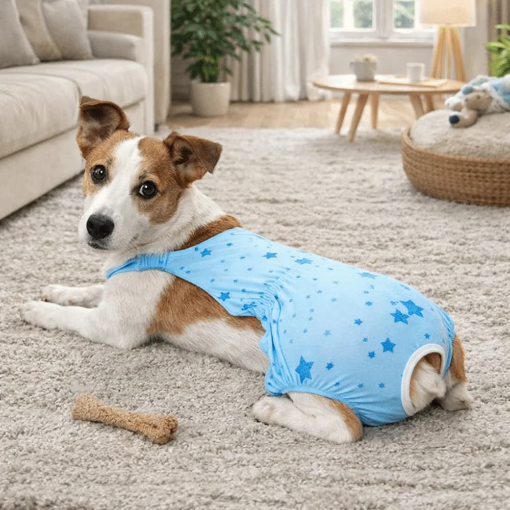 Adjustable Pet Physiological Pants Breathable Cartoon Print Pet Sanitary Pants Washable Comfortable Dog Diaper Abdominal Wounds