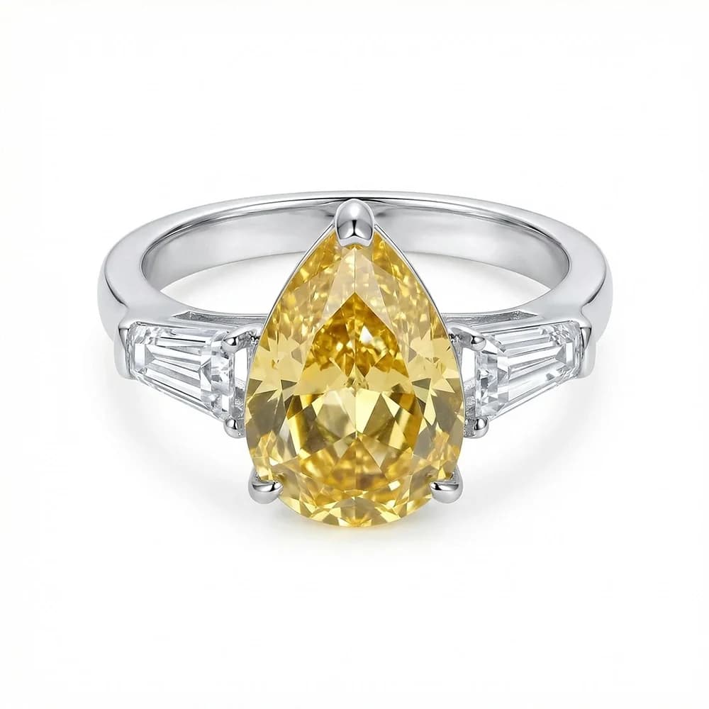 Anelli in argento sterling 100% 925 per donna 9*13mm con diamante giallo ad alto contenuto di carbonio scintillante, regali di gioielleria raffinata per fidanzamento, matrimonio, festa