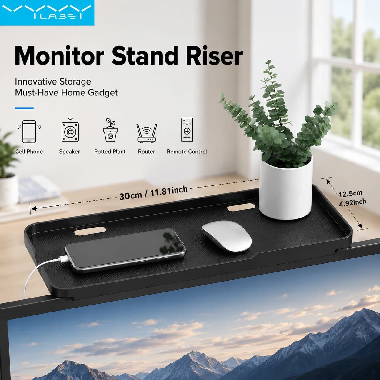 VYVYLABS 1-3PCS Monitor Top Shelf TV Screen Storage Rack Computer Desktop Stand Router Set-Top Box Holder Organizer Home Office