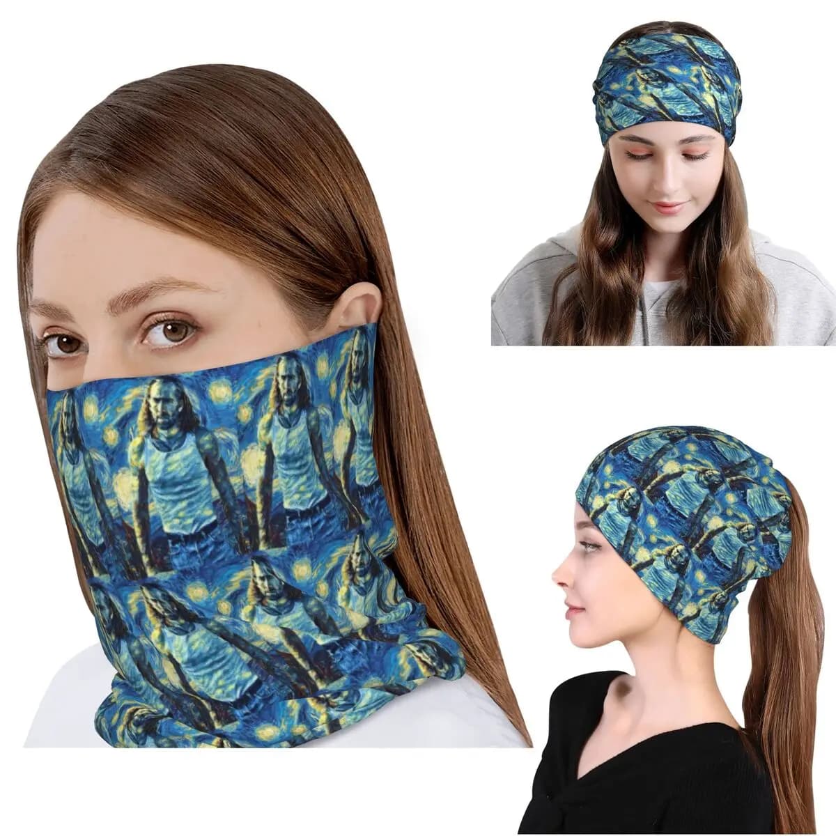 Nicolas Cage Stage Bandana Copricollo Maschera Sciarpa Sciarpa multiuso per ciclismo Cappello invernale unisex per adulti