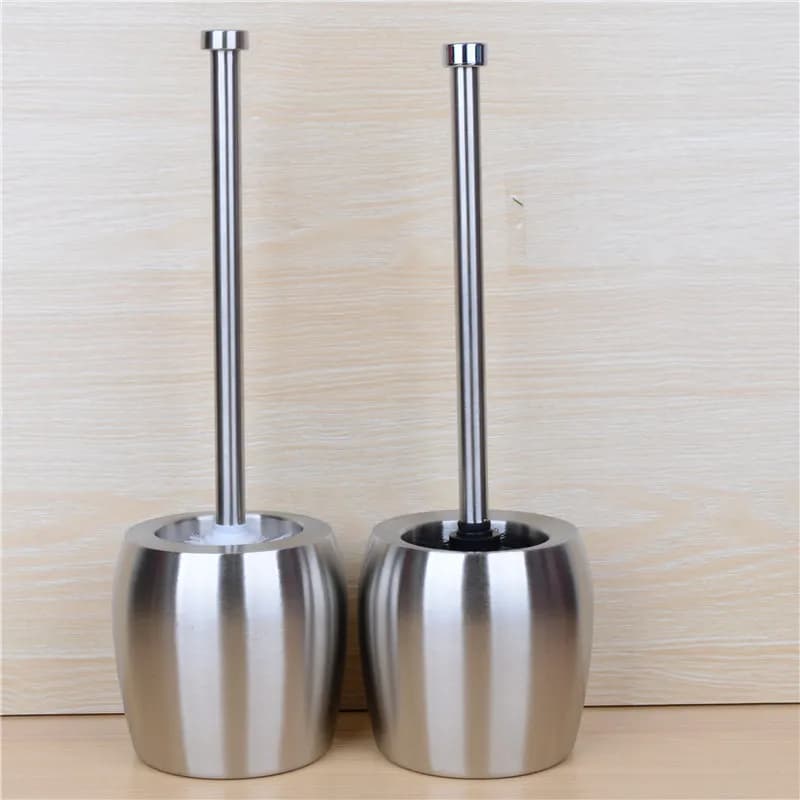 Portascopino per WC in Acciaio Inox 304, Finitura Nichel Spazzolato, Bianco o Nero, Accessori per Bagno