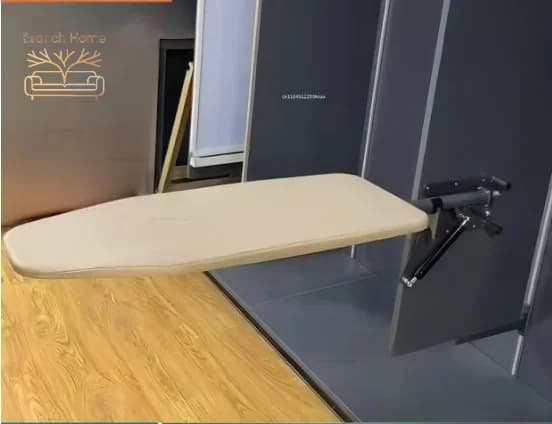 Wardrobe-Side Mounted Ironing Board with Hidden Electric Iron Holder Retractable Dampened Folding Ironing Board for Walk-In Clos