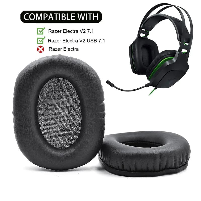 Soft Sponge EarPads Headphone Replacement Cushion Compatible With Razer Electra V2‑7.1 Over‑Ear Gaming Headset Ear Covers