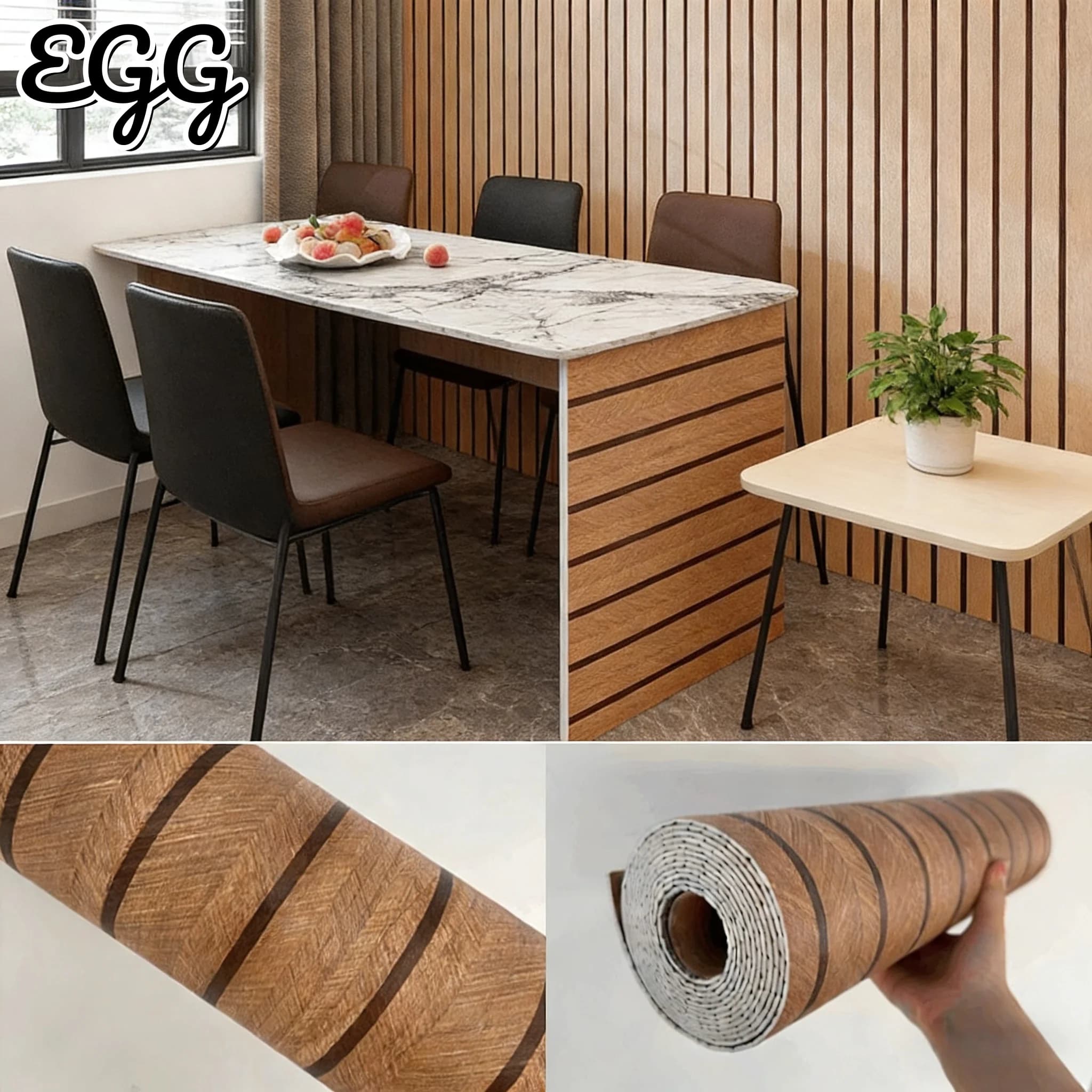 Fonoabsorbent Panel in Foam Mirror with Effect Wood, Self-adhesive Parade Paper for Interior Decoration, Restructuring Apartments, Studio, Wardrobe, Desk