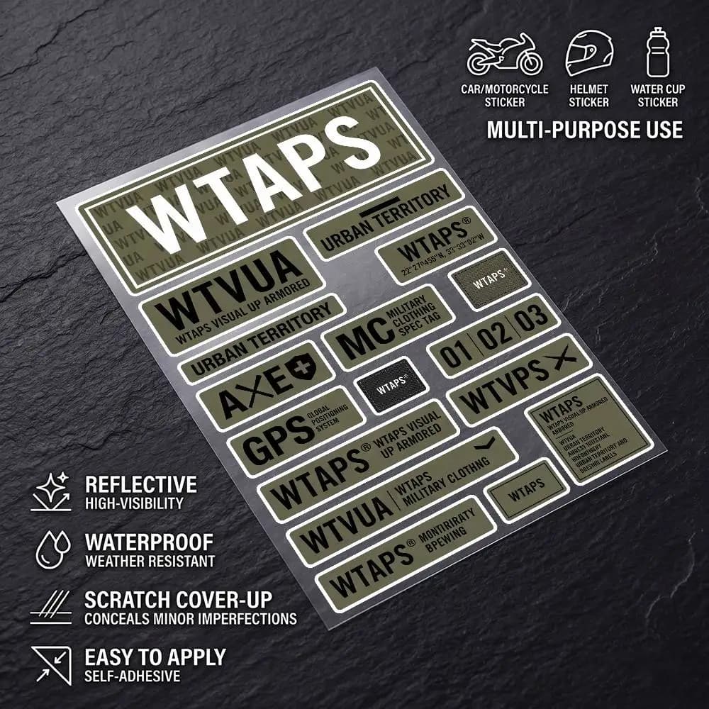 W-WTAPS Safety Reflective Waterproof Auto Decal Scratch Cover Stickers Universal For Bike Helmet Mug Refrigerator
