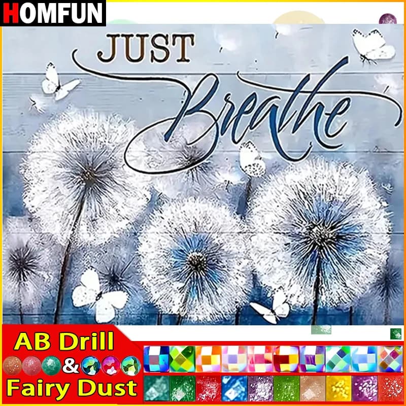 HOMFUN Fairy Dust AB 5D pittura diamante fai da te punto croce "scenario testo dente di leone" decorazioni per la casa ricamo diamante pieno