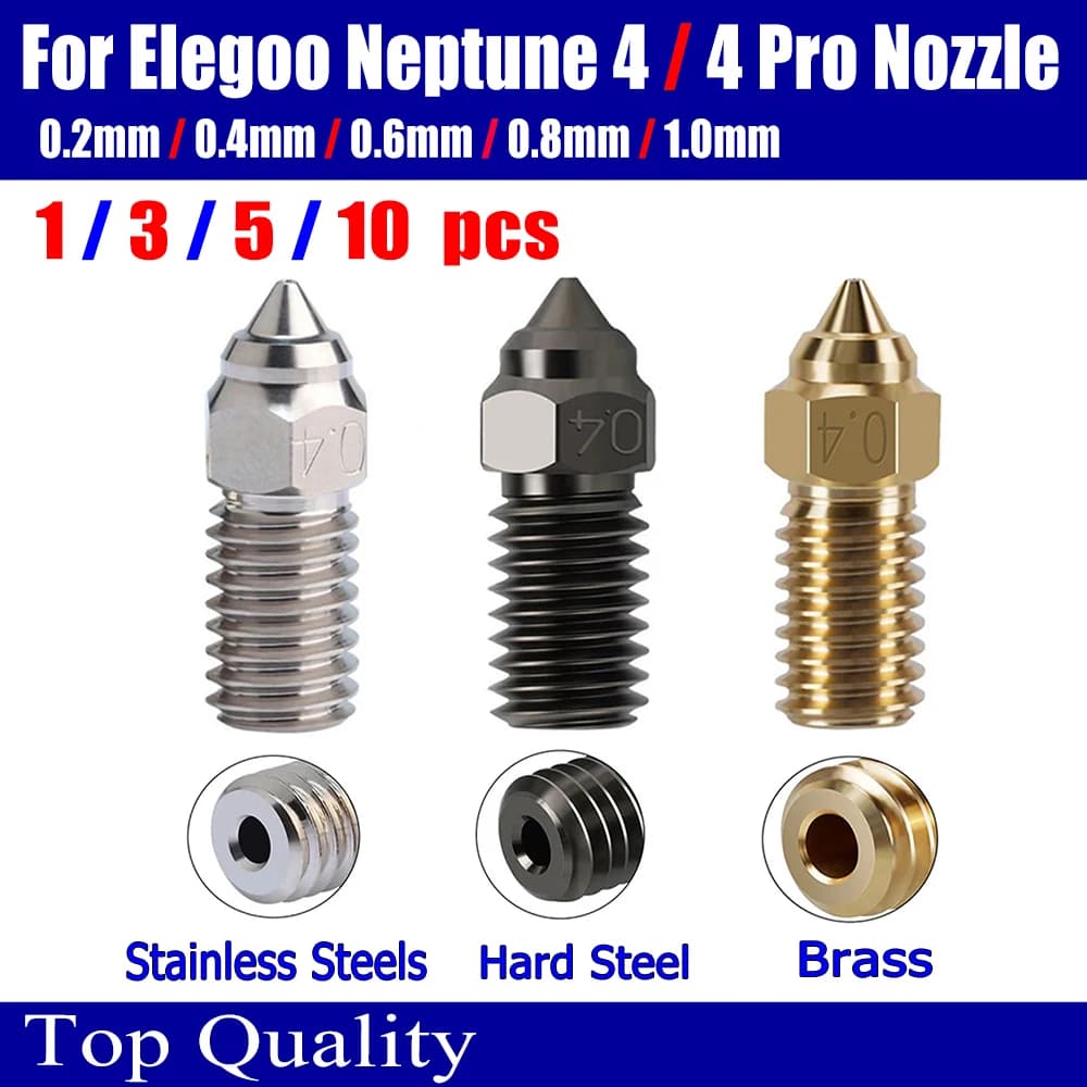 ELEGOO Neptune 4 Ugello for Elegoo Neptune 4 pro Ugelli Brass Stainless steel hardened 0.2 0,4 0,6 0,8 1.0 mm