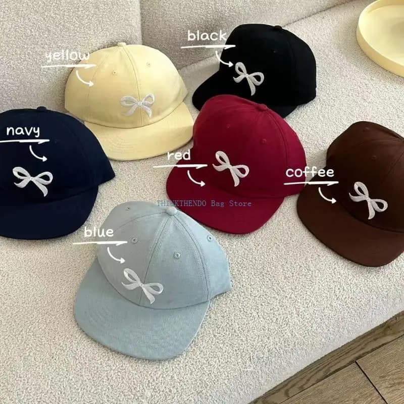 340D Girls Woman Baseball Caps for Outdoor Camping Embroidery Bowknot Breathable Hat