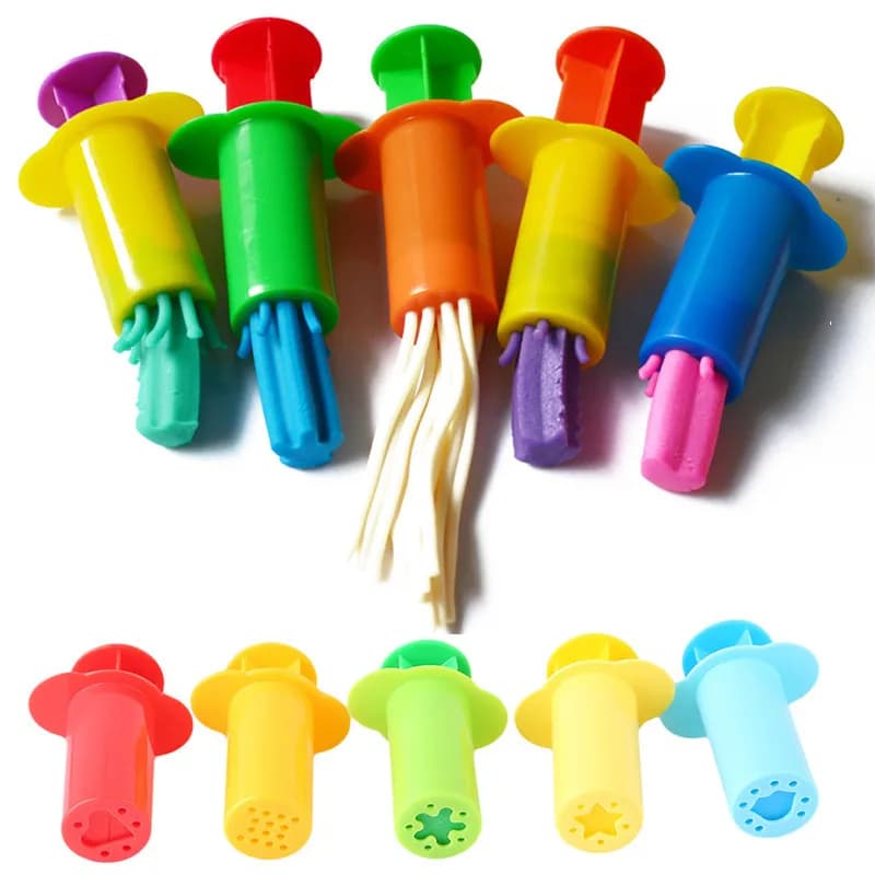 5 pezzi kit di strumenti per modellare l'argilla e la pasta rulli stampi taglierine disegni assortiti in plastica strumenti per estrusori di pasta da gioco set di giocattoli