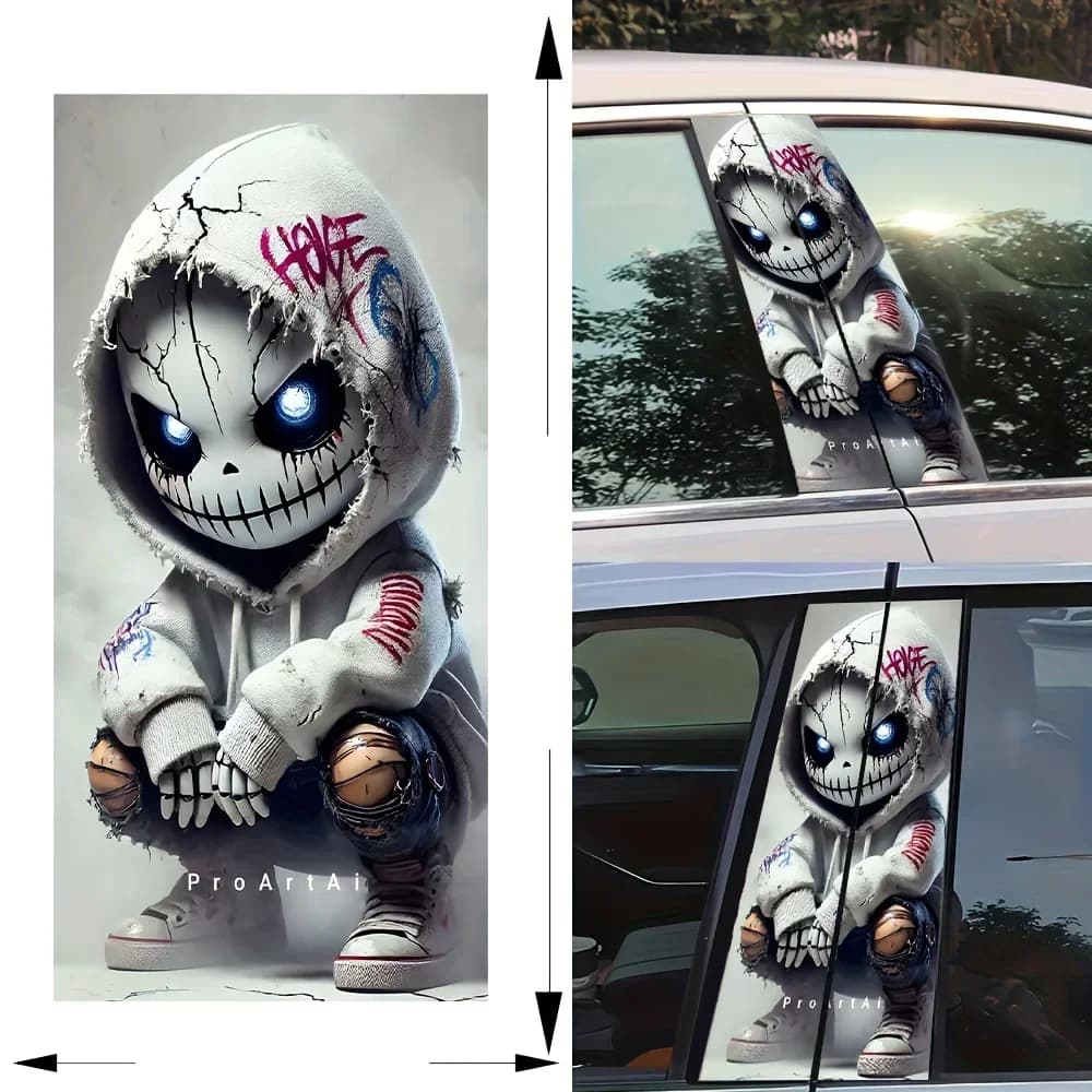 Adesivo per auto in vinile Adesivo con motivo stile punk con guscio del montante B, 2 pezzi/set, arte resistente ai graffi, utilizzato per il montante B dell'auto