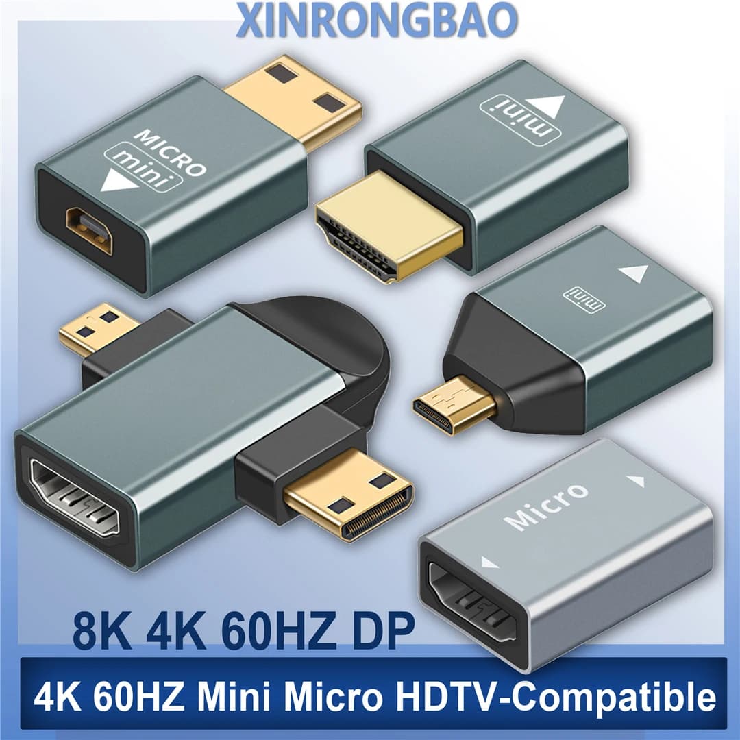 Mini Micro HDTV-Compatibile con HDTV DP Adattatore 1.4 Convertitore da femmina a maschio 4K 60Hz Audio Video Monitor per computer portatile Proiettore
