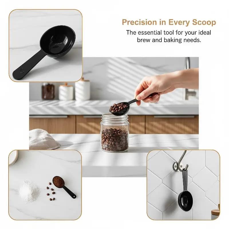 New 10Pcs Black White Measuring Teaspoon Scoop Plastic 7g 15ml Measuring Spoons Milk Powder Spoon Coffee Beans Container Scoops