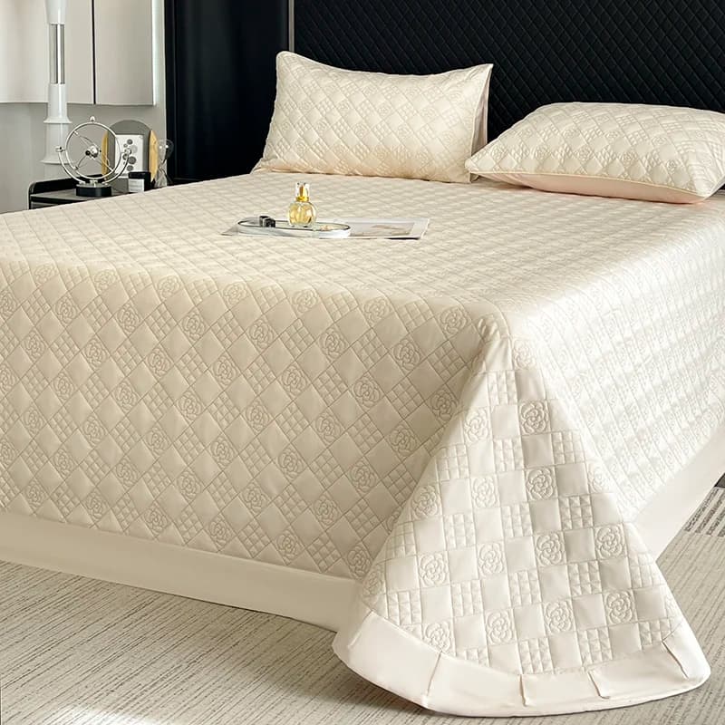 Copriletto trapuntato in cotone egiziano 600TC o lenzuolo con elastico, copriletto, coprimaterasso, lenzuolo, federe 3 pezzi