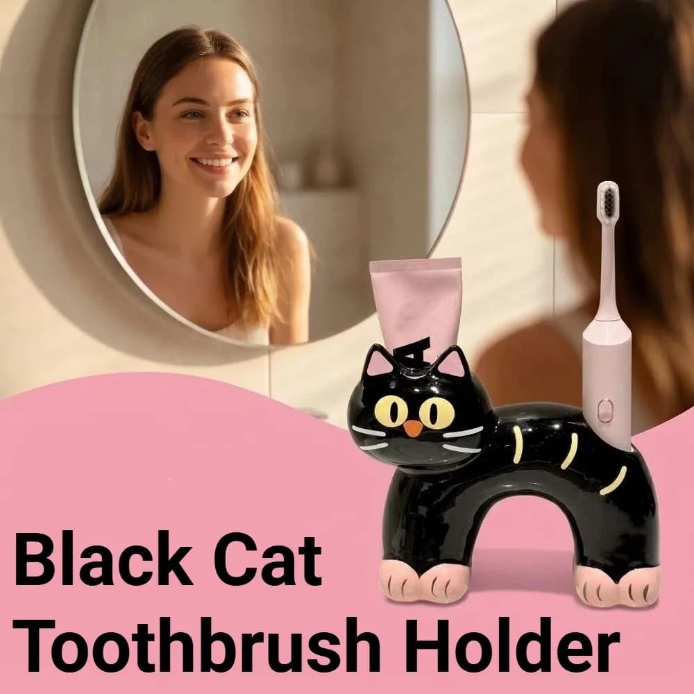 Portaspazzolino Creativo a Forma di Gatto, Impermeabile, Salvaspazio, per Spazzolino Elettrico, Durevole e Antiscivolo