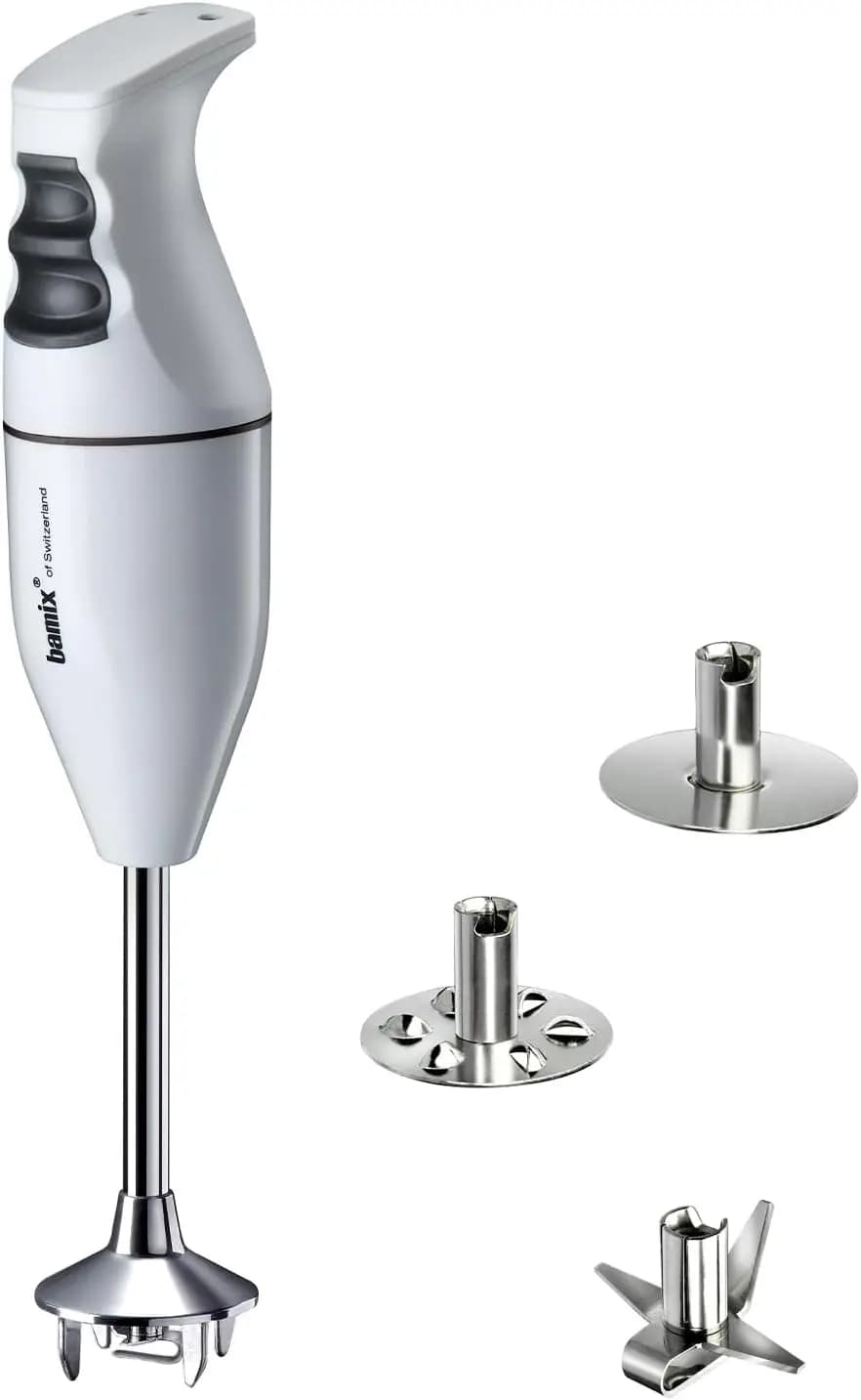 Frullatore a immersione da 150 W a 2 velocità con 3 accessori per zuppe, frullati e altro - Bianco
