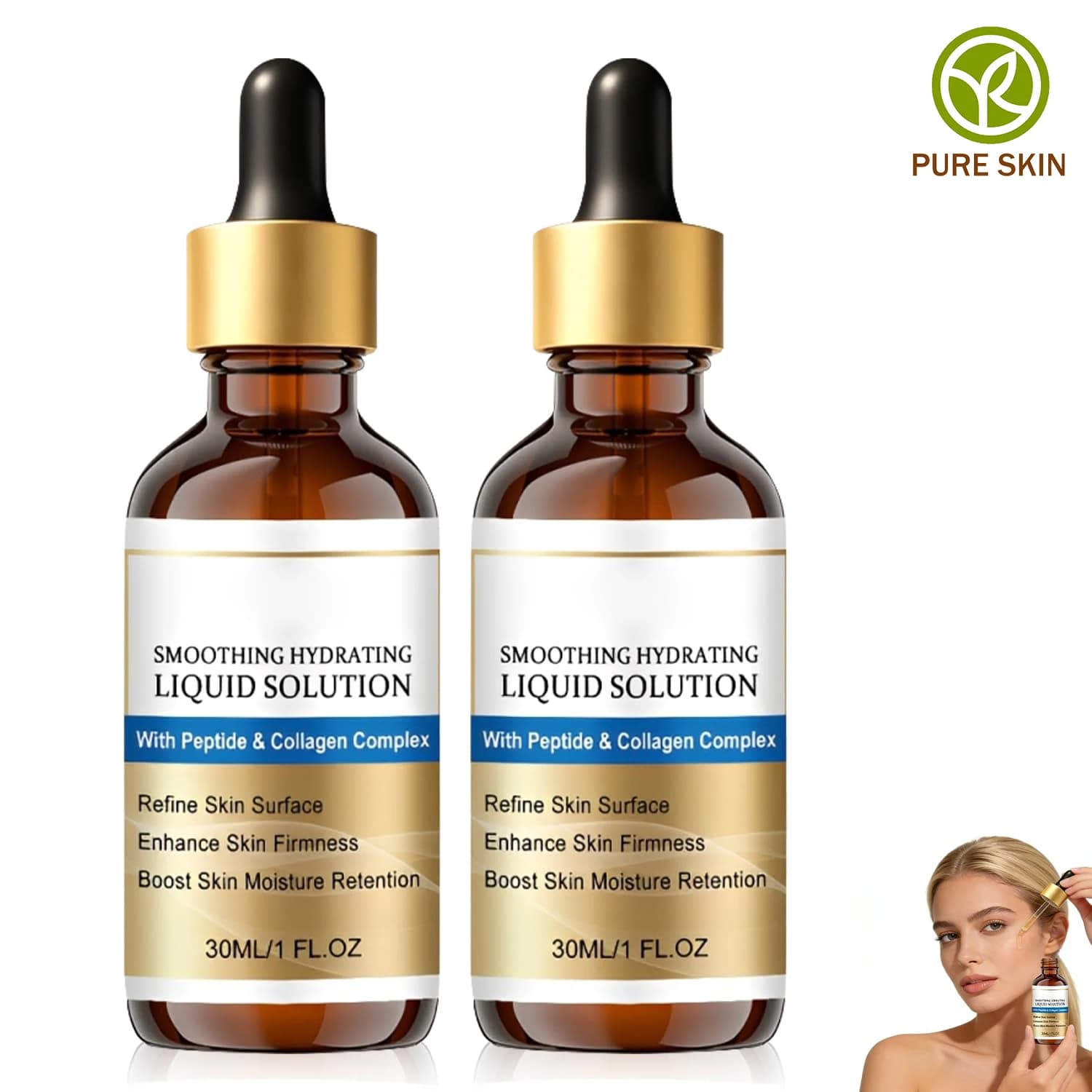 Siero Lifting Viso con Peptidi e Collagene, Soluzione Liquida Idratante, Idratazione Profonda e Migliora l'Elasticità della Pelle