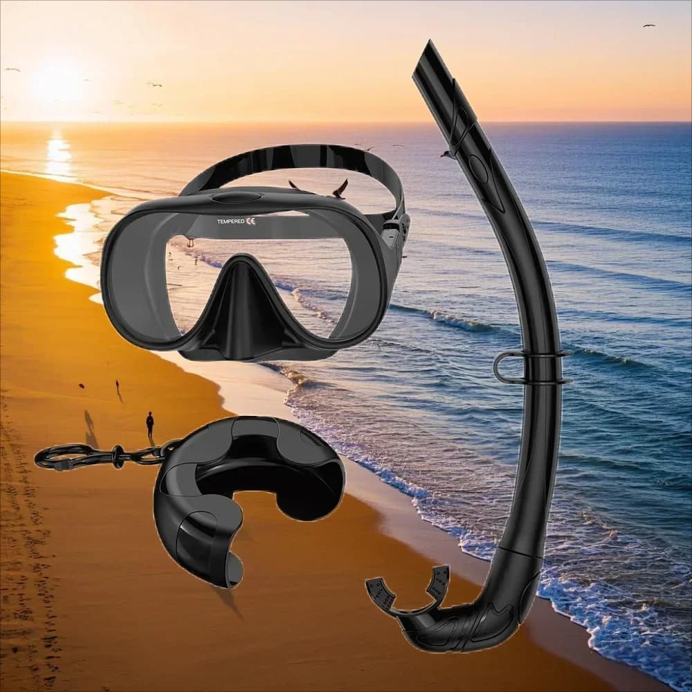 Silicone Diving Mask Foldable Wet Snorkel Two Pieces Combo Portable Storage Case Roll up Snorkeling Dive Goggles Swim Equipments