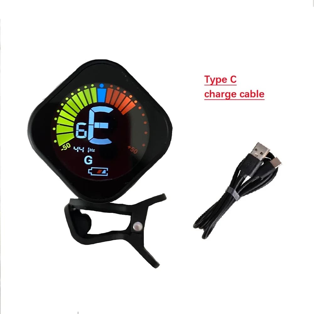 1000X Rechargeable Clip on LCD Display Screen Chromatic Tuner for Guitar Bass Ukulele and All Stringed Instruments