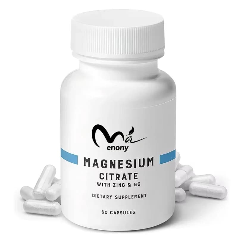 Magnesium Citrate, 85%, 60 gluten-free capsules | The magnesium supplement contains zinc and vitamin B6, vegetarian supplement for adults