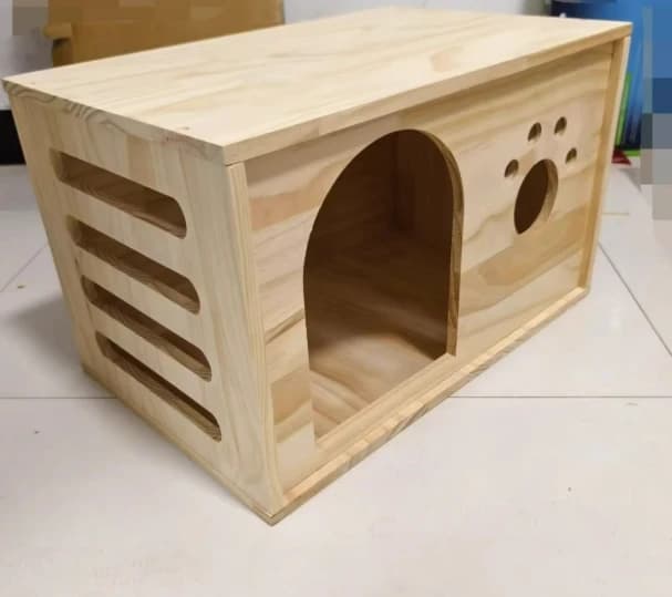 Letto per animali domestici con gabbia per gattini, cuccia per cani, vera casa in legno personalizzabile
