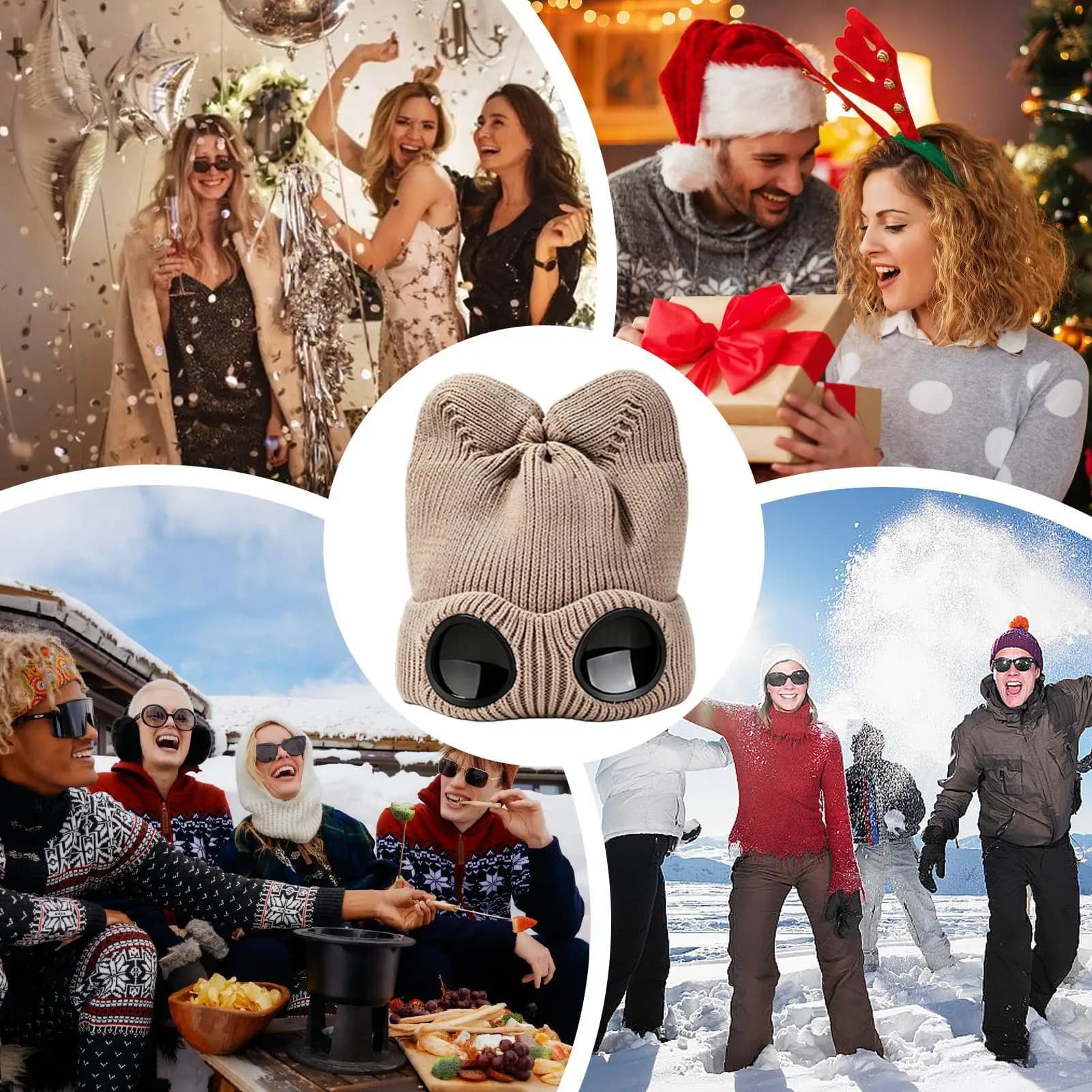 Goggle Knitted Beanie Winter Warm Cycling Outdoor Unisex Windproof Ski Hat Goggle Hat For Men Women Ski Cycling Baseball