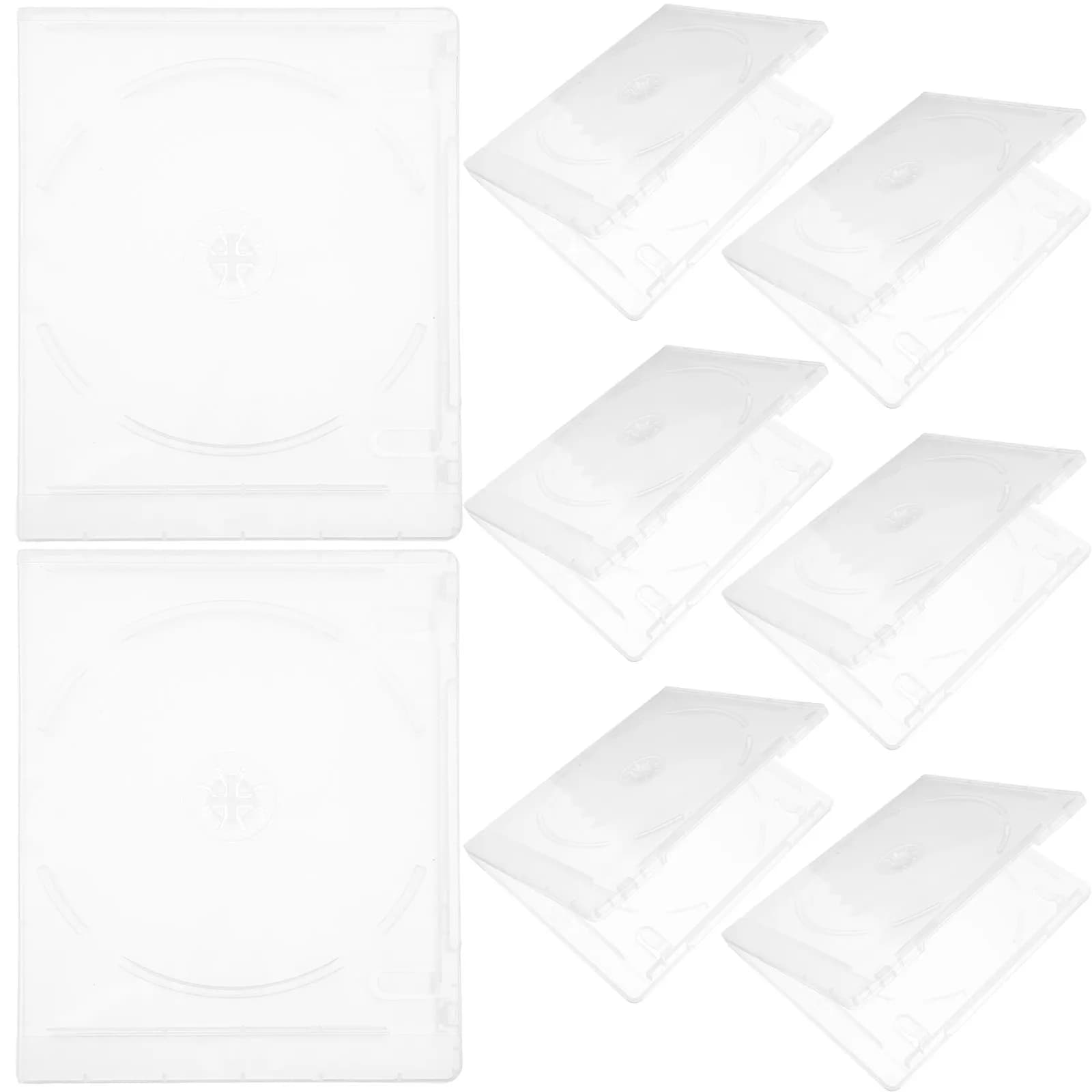 Scatola porta CD da 8 pezzi, custodia doppia in plastica trasparente per DVD, porta dischi vuoto, custodie standard per CD, organizer per dischi, protezione