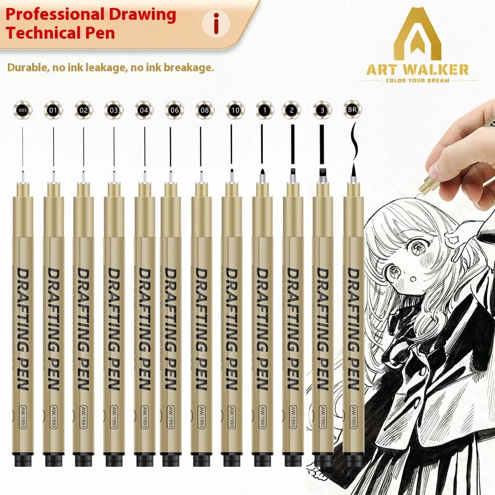 1/6/9/12 pezzi Manga Black Fineliner Marlers varie pennini per schizzo disegno architettonico pittura comica materiale scolastico d'arte
