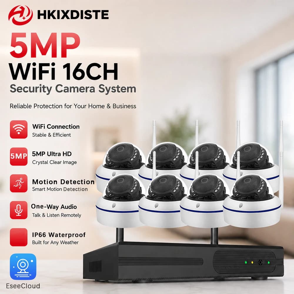 Telecamera IP dome antideflagrante da 5 MP 16CH 5.0MP 10CH Wifi NVR Kit Sistema CCTV Telecamera audio wireless Sistema di videosorveglianza Set