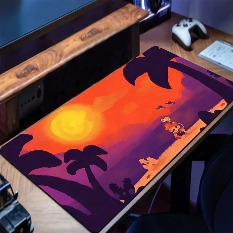 Tappetino per Mouse Anime M-Mario 90x40cm Grande in Gomma Accessori per Gaming PC Mousepad Esteso con Bordo Bloccato Tappeto per Gamer