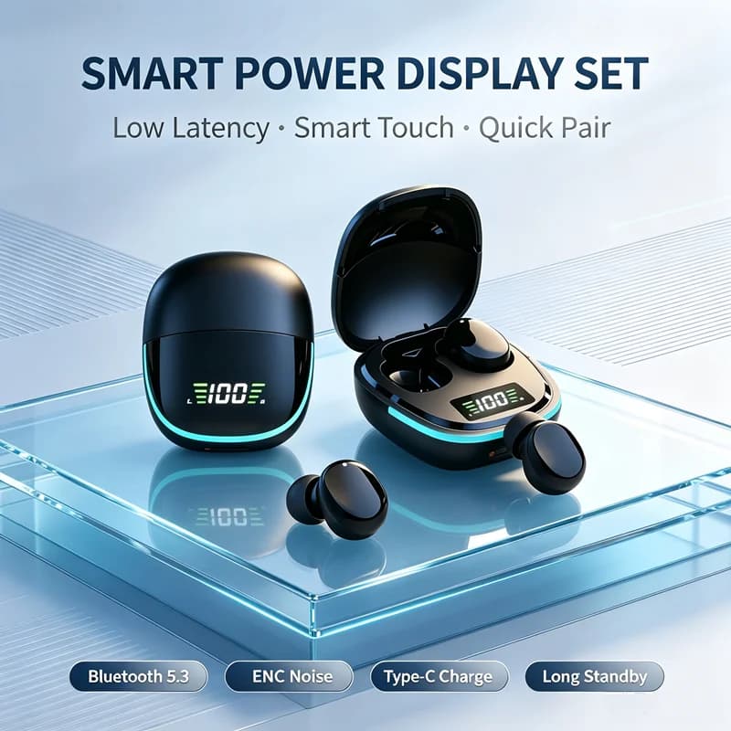 Original TWS Wireless Bluetooth Headset LED Display Earbuds with Mic Wireless Headphone Noise Cancelling Bluetooth Earphones