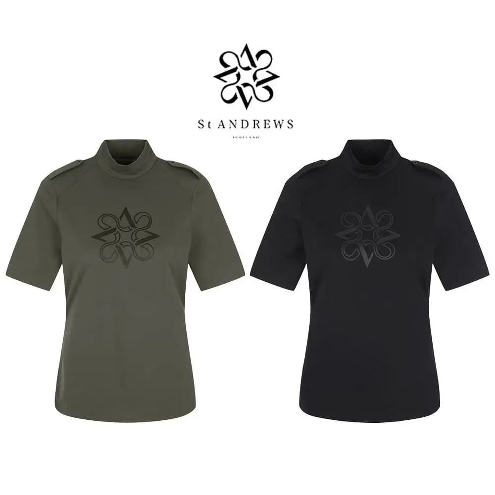 Summer new golf apparel STANDREWS fashionable women's half-high collar printed LOGO versatile short-sleeved T-shirt