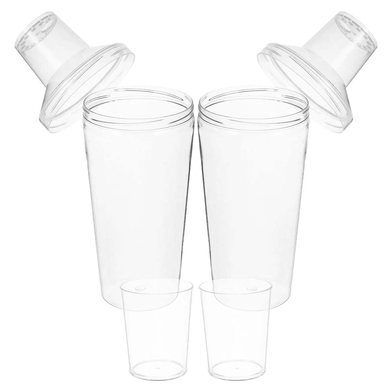 2Pcs Clear Cocktail Shaker Multi-Function Drink Mixing Cup Transparent Milk Tea Shaker Wine Mixer Bar Home Use