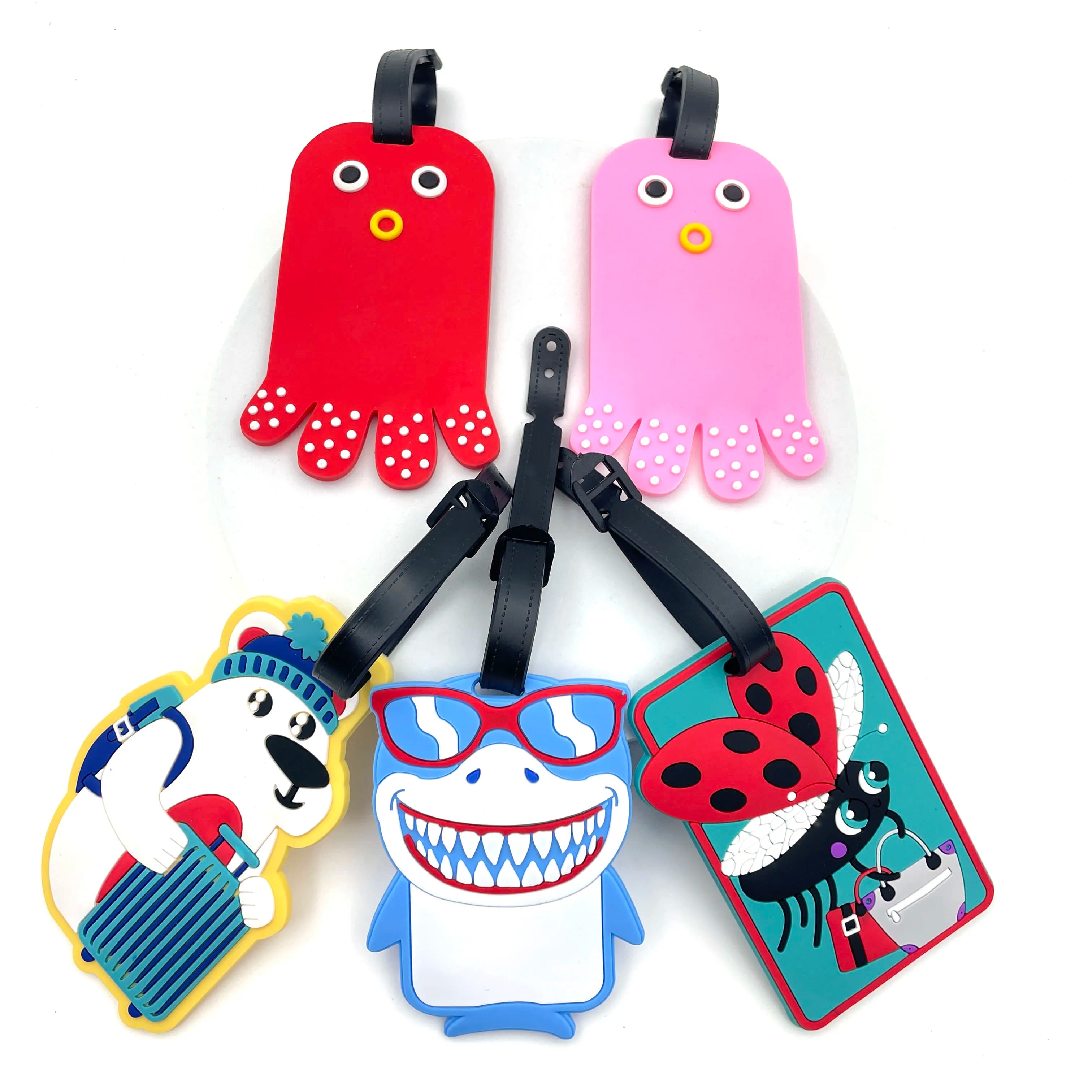 1 pz etichette per bagagli in silicone morbido geometrico valigia ID Addres porta nome etichetta per bagagli etichetta accessori da viaggio etichette per bagagli