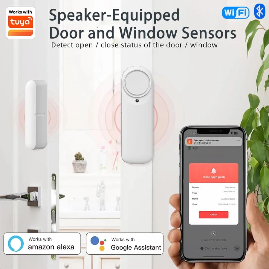 Tuya Speaker Door and Window Sensor, Provides Real-Time Monitoring with a Loud Alarm to Effectively Protect Your Family’s Safety