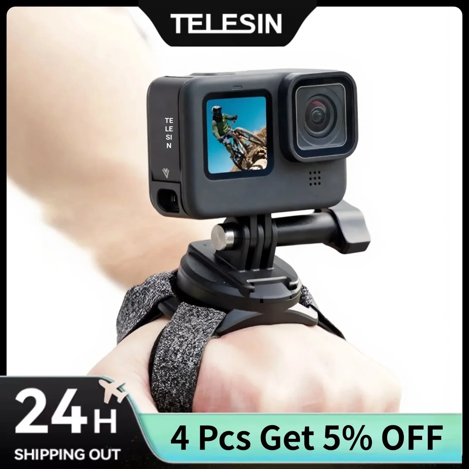 TELESIN 360° Rotatable Wrist Strap Mount for GoPro Hero 13 12 11 10 9 8 7 DJI OSMO 360 Action 5 4 3 Insta360 X5 X4 Accessories