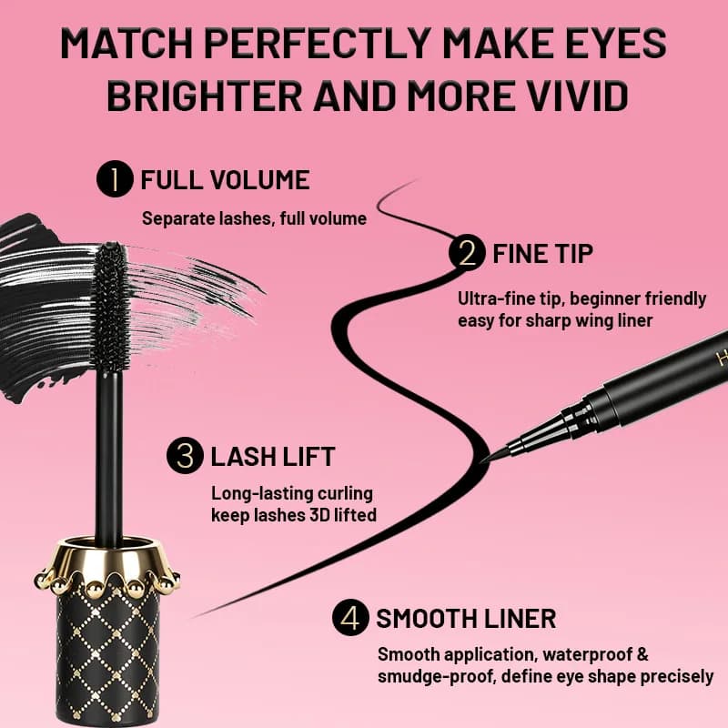 Eye Makeup Set Black Magic Series Waterproof Eyeliner Pen Volumizing Mascara for Women
