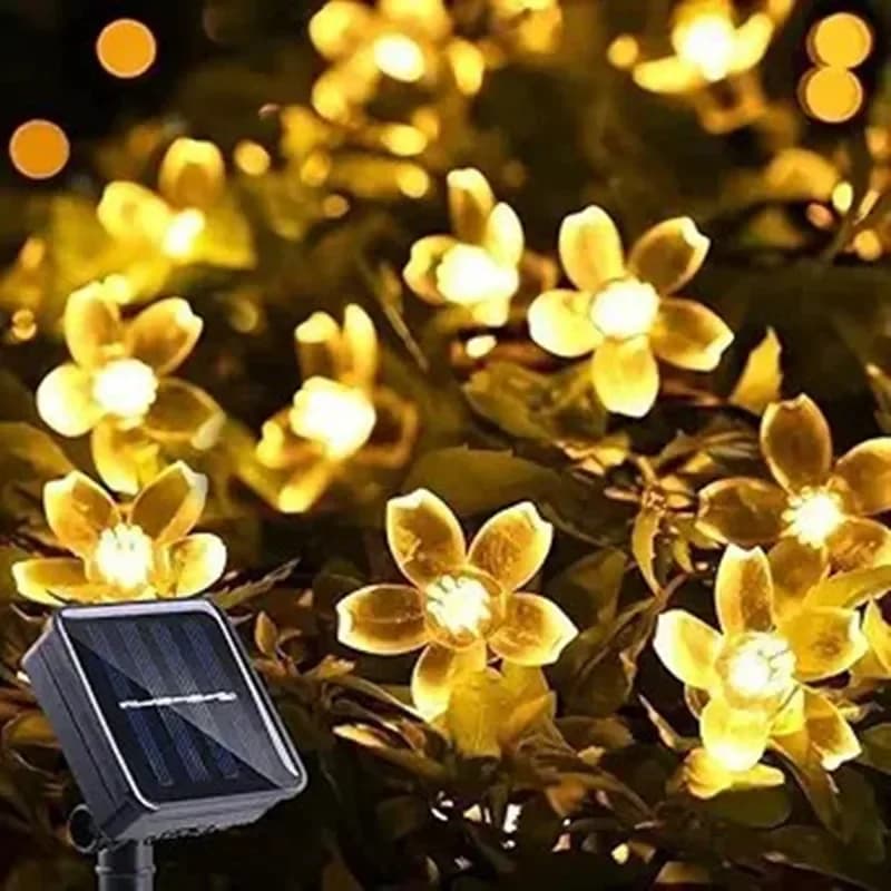 1PC Stringa di luci solari a forma di fiore, impermeabili per esterni, 20/50/100 LED, luci fatate per decorazioni da giardino, recinzione, patio, cortile