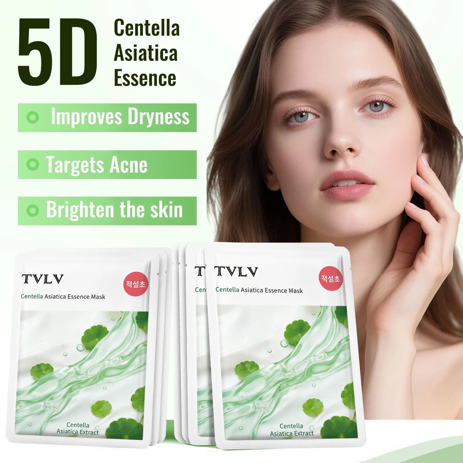 Pack of 10 face masks at the essence of Snow Lotus, moisturizing and illuminating 5D, deep hydration, nutrient, skin whitening.