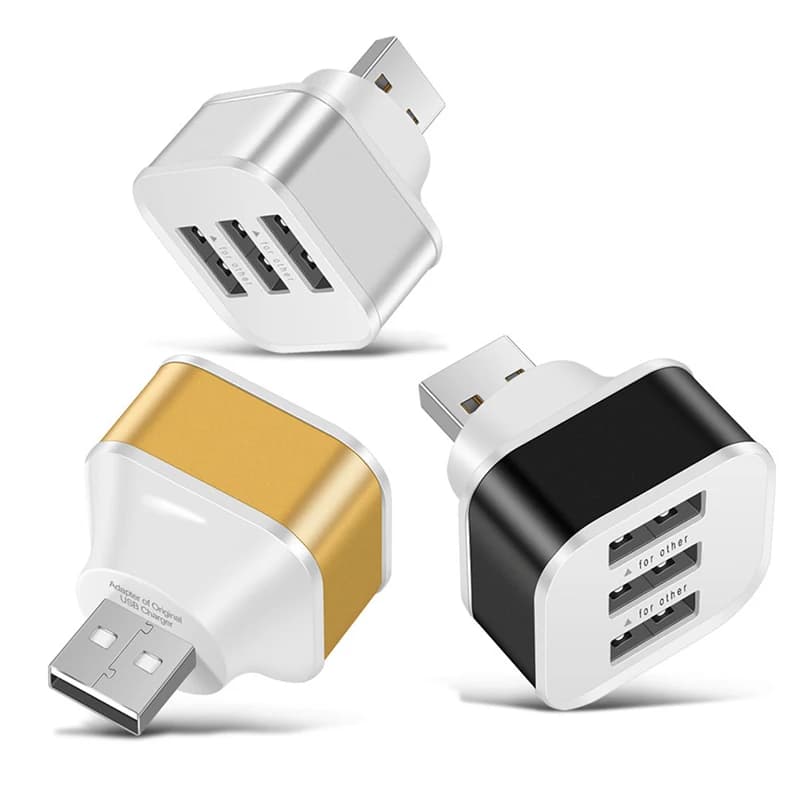 USB charging extension for car 2.0 Splitter USB extended to 3 ports with Plug And Play 3 In 1 light indicator for smartphone hub