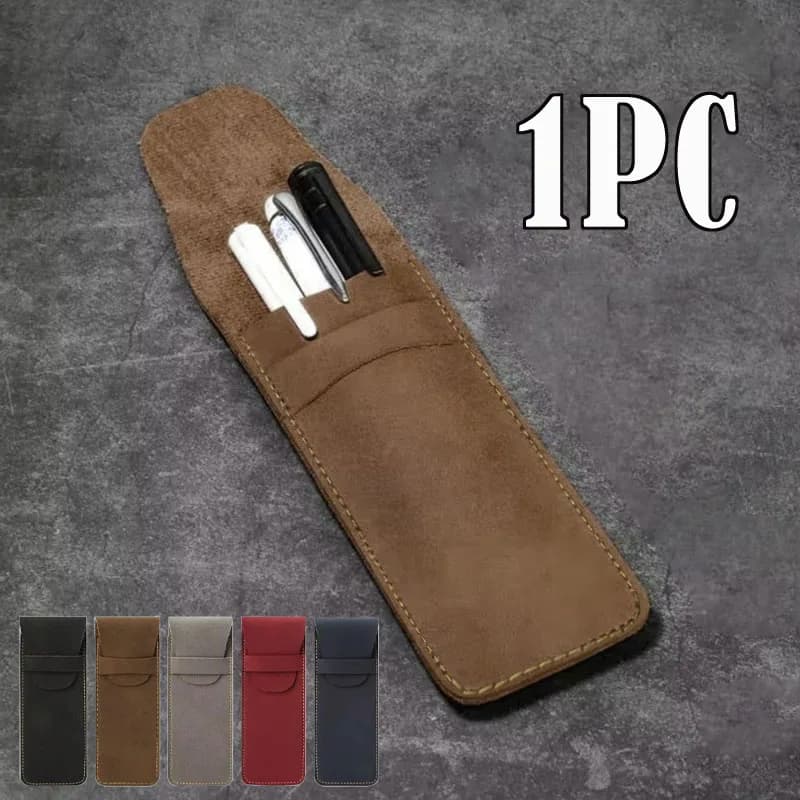 Vintage Leather Pen Case Pocket Pen Case Mini Pen Organizer Bag for Student Office Women's Business Travel