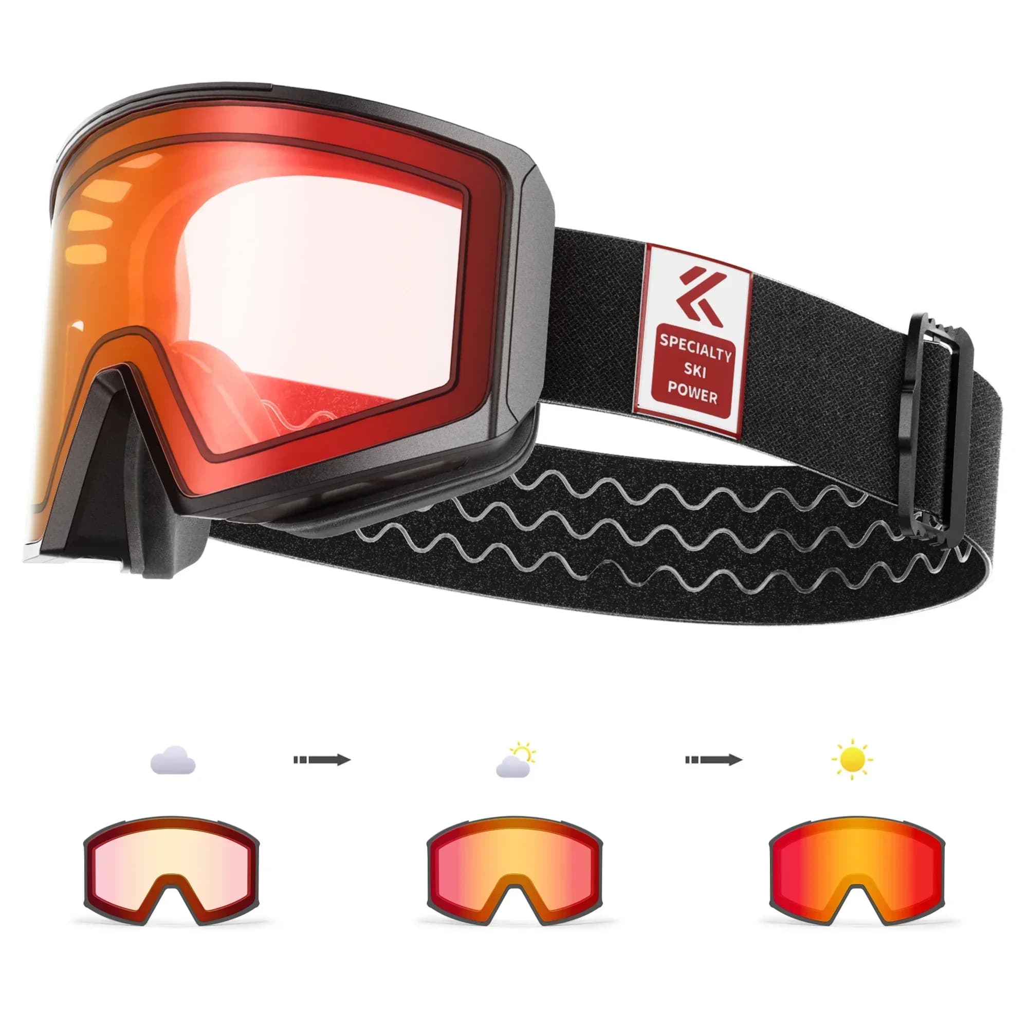 Kapvoe Occhiali da neve fotocromatici Occhiali da sole da sci Snowboard Maschera antiappannamento per uomo Donna Kit di occhiali Occhiali UV400 Motoslitta Inverno