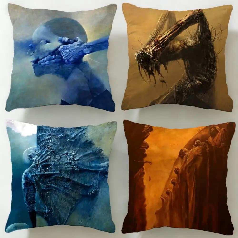 Federa per cuscino classica del pittore Zdzislaw Beksinski, morbida e facile da lavare, versatile per divano, letto, viaggi e ufficio