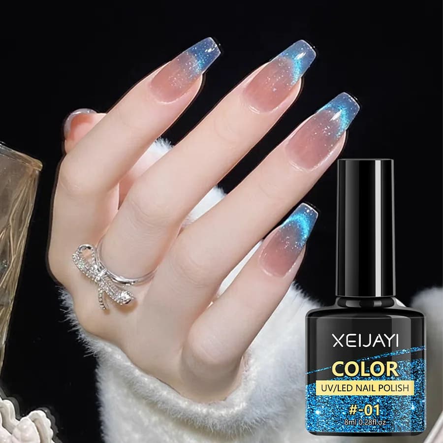 XEIJAYI 9D Blue Cat Eye Gel magnetico Smalto per unghie Arcobaleno Soak Off Vernice Gel per unghie Varnis Semi permanente per la decorazione delle unghie delle fate